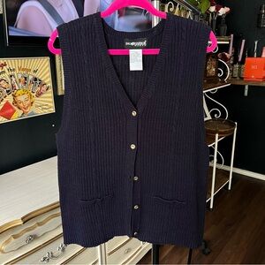 NWT Sag Harbor Navy Sweater Vest 1X Plus Size